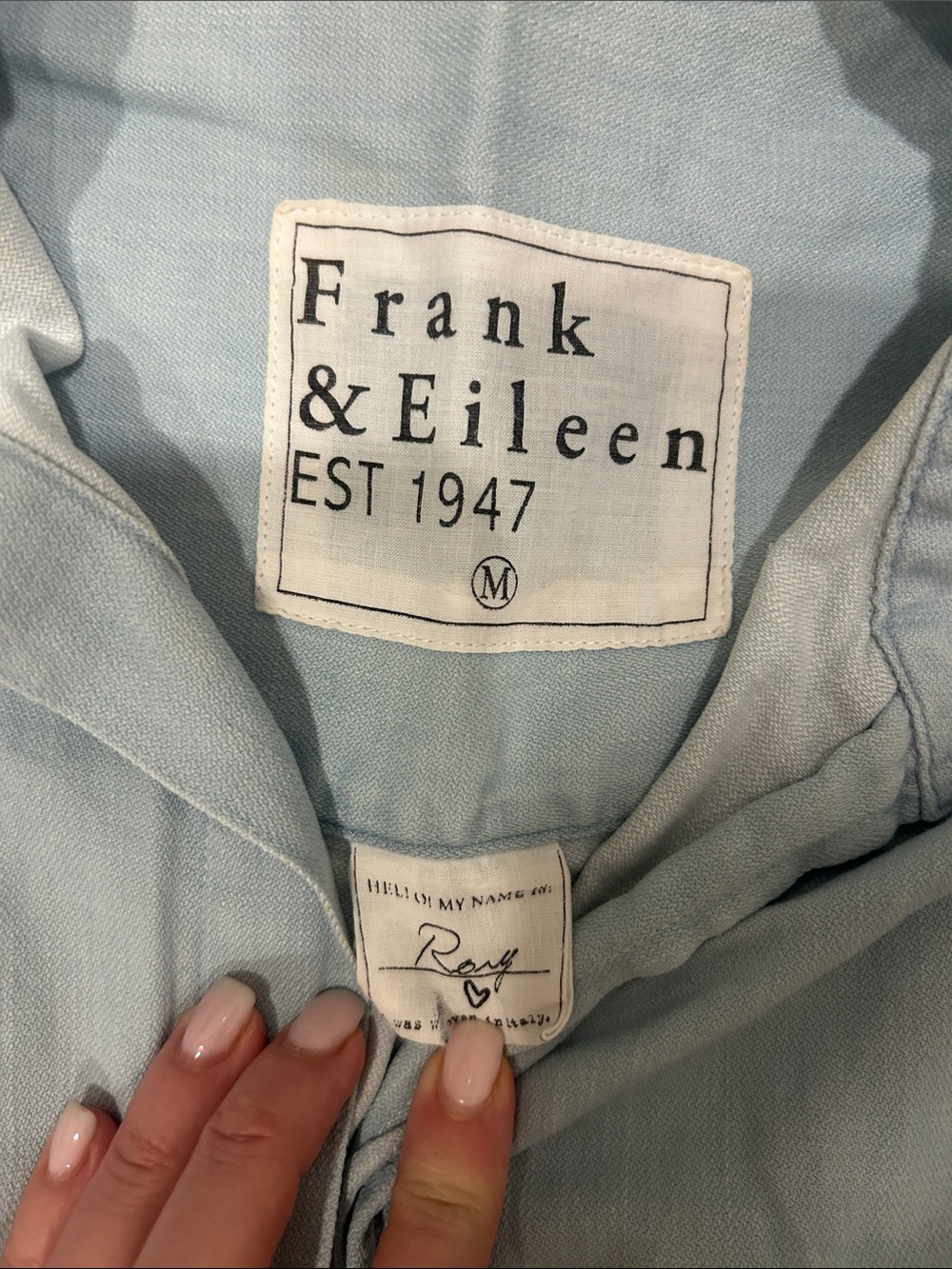 Frank & Eileen Pale Blue Chambray Long Sleeve Shirt Dress - Picture 3 of 4